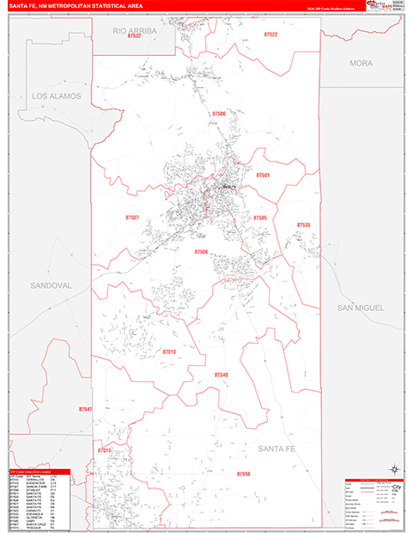 Santa Fe Metro Area Wall Map